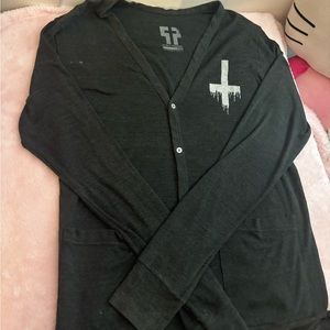 Petals and Peacocks upside down cross cardigan - tumblr grunge dolls kill goth